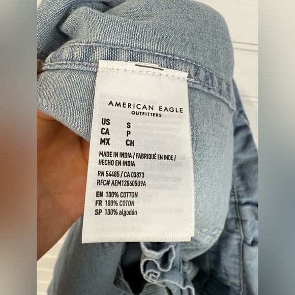 American Eagle women’s paperbag cinch waist denim mini skirt. Size small. - Picture 4 of 4